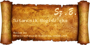 Sztancsik Boglárka névjegykártya